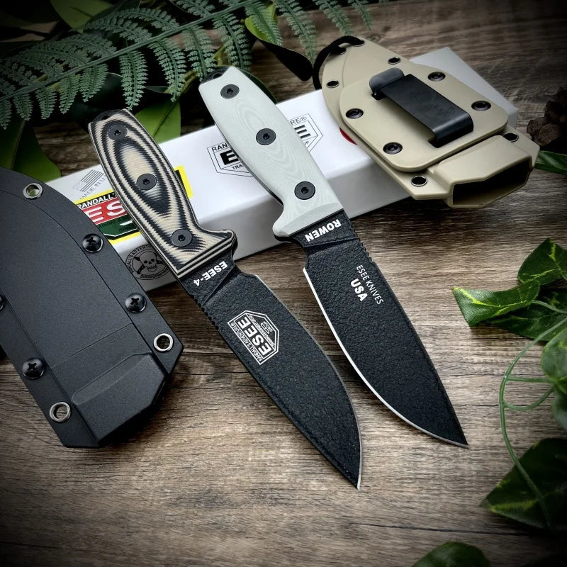 ESEE4 Straight Knife G10 Handle D2 Blade Wilderness Exploration, Hunting, Defense, Cutting and Multi-functional Tactical Knives