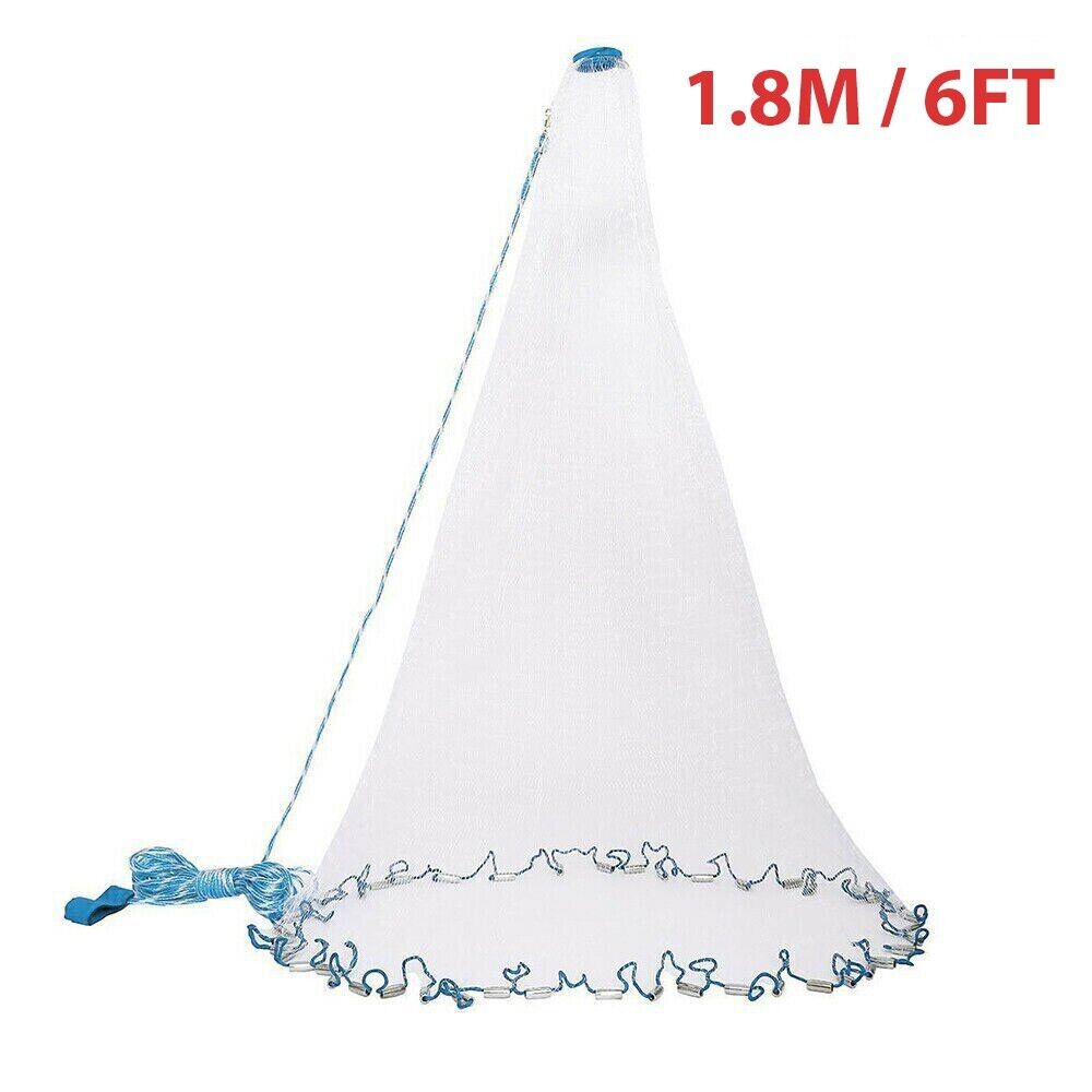 6 or 10 FT Fishing Cast Net Bait Easy Throw Hand Cast Strong Nylon