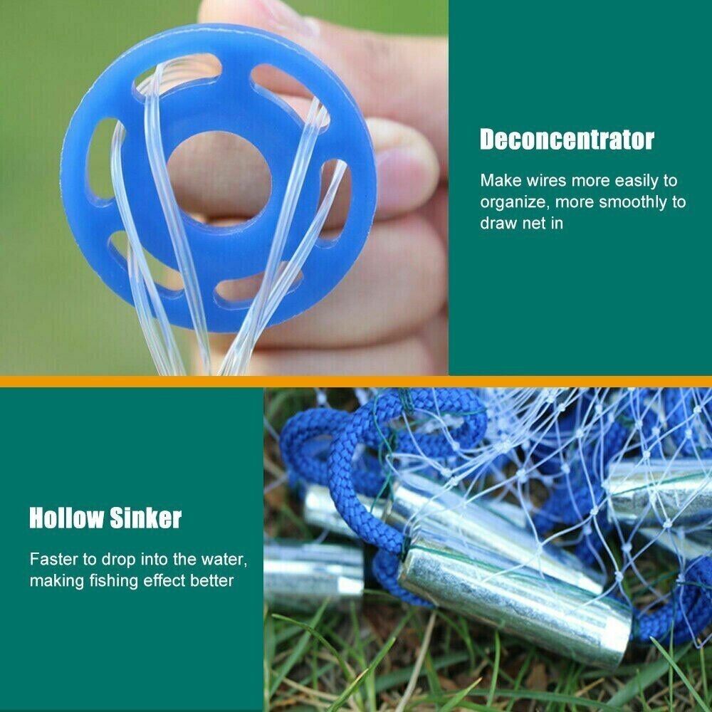 6 or 10 FT Fishing Cast Net Bait Easy Throw Hand Cast Strong Nylon