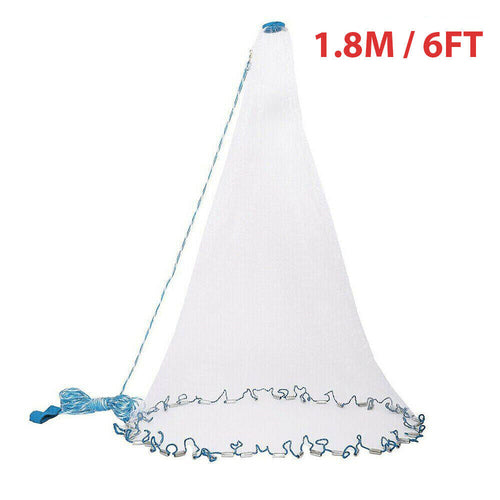 6 or 10 FT Fishing Cast Net Bait Easy Throw Hand Cast Strong Nylon