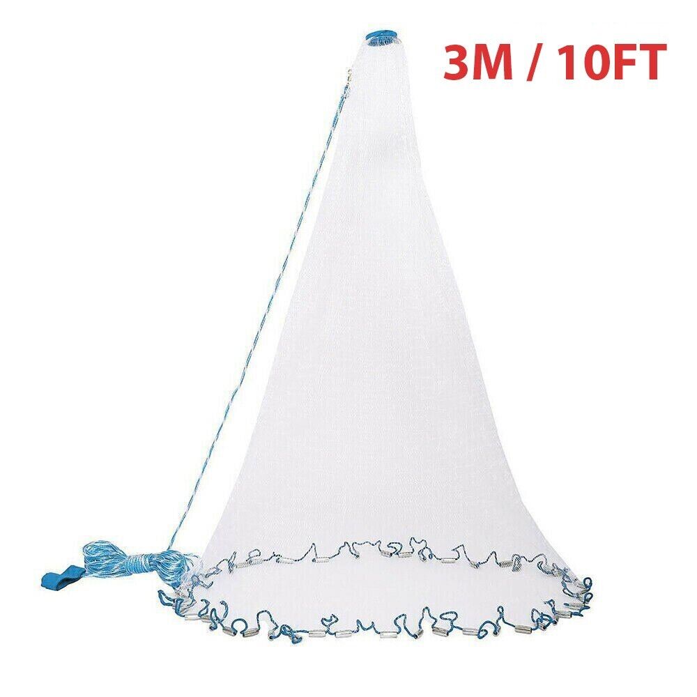 6 or 10 FT Fishing Cast Net Bait Easy Throw Hand Cast Strong Nylon