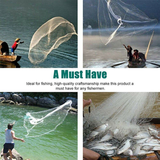 6 or 10 FT Fishing Cast Net Bait Easy Throw Hand Cast Strong Nylon